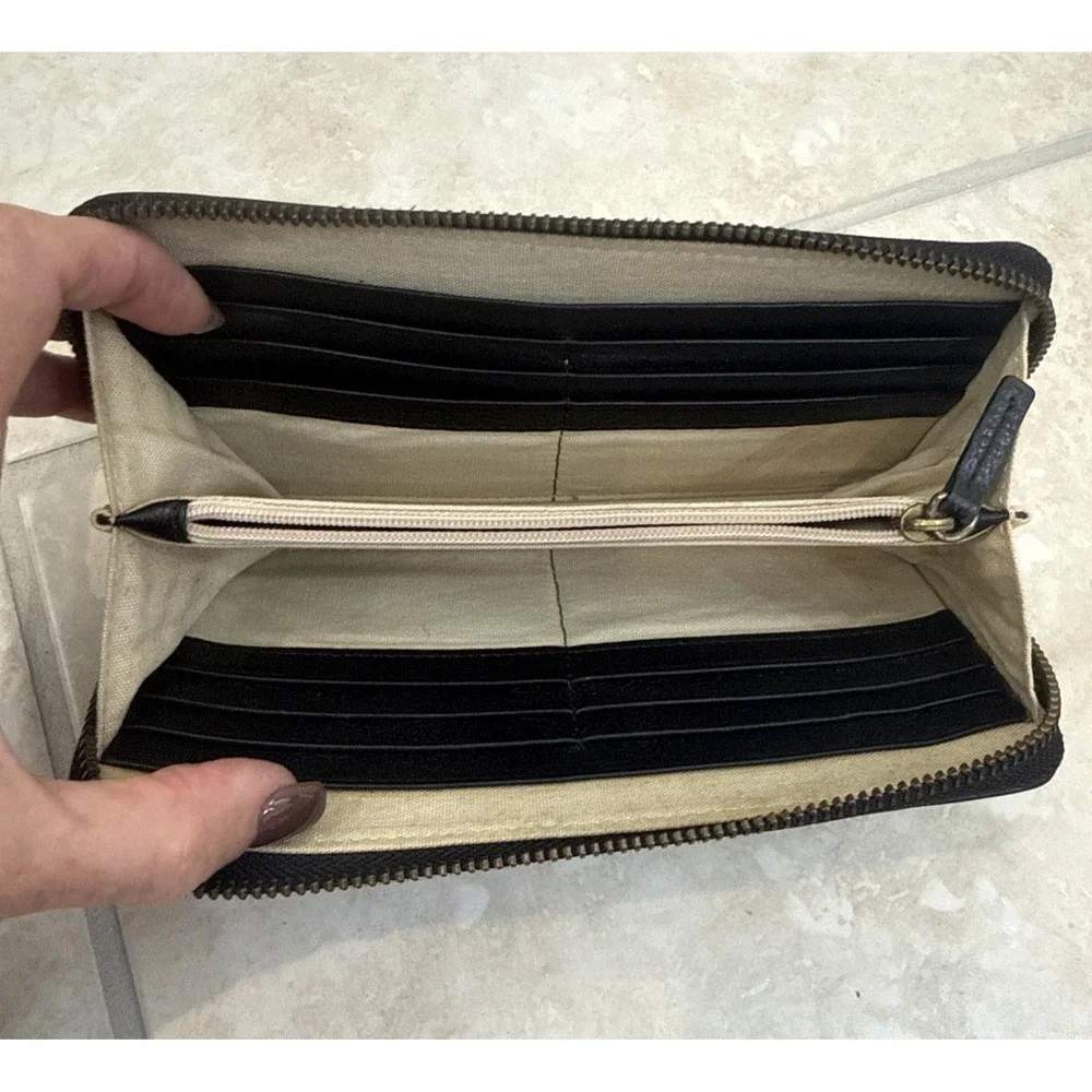 Fossil Black Zip-Around Leather Wallet